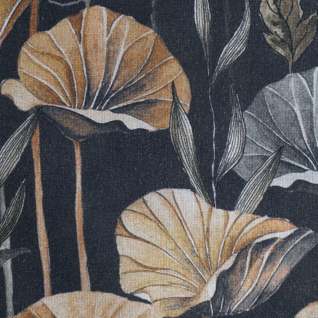 Dekostoff Halbpanama Kelchblüte blau grau gelb